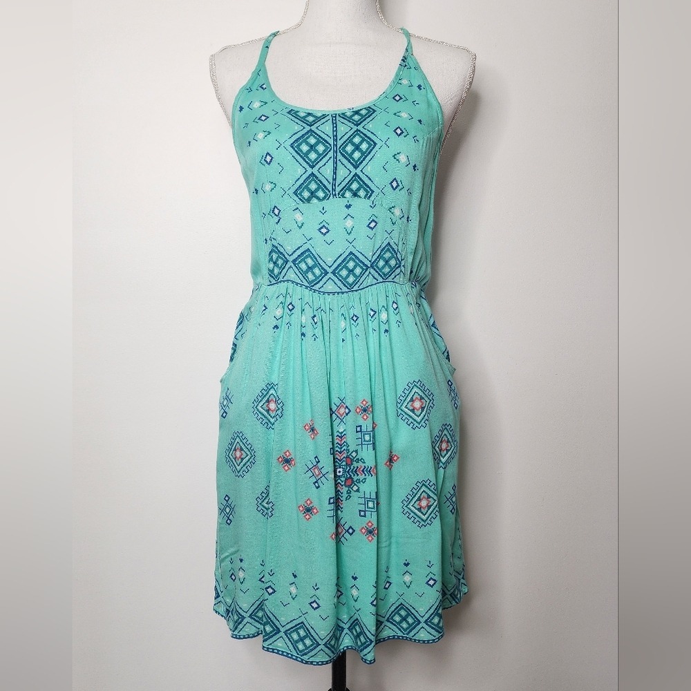 Women's Smocked back Dress Aztec Print Beach‎ Cover up Dress - Picture 3 of 8